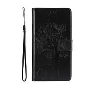 kuaijiexiaopu Étuis, Embossing Cat Tree Protective Case, Flip Card Wallet Stand Cover Compatible with Samsung Galaxy S25 Edge 5G(Noir)