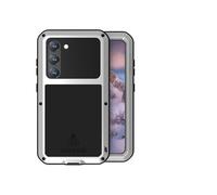 kuaijiexiaopu Étuis, Heavy Duty Rubber Shell Built-in Glass Protector, Waterproof Shockproof Aluminum Case Compatible with Samsung Galaxy S25 Ultra 6.9 inch(Silver)