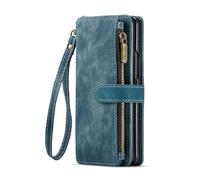 kuaijiexiaopu Étuis, Kickstand Flip Phone Cover with Card Holder, Leather Zipper Wallet Case Compatible with Samsung Galaxy Z Fold 6/5/4 5G/W23 A56/A36/A16(Bleu,A16 5G)