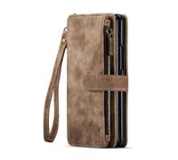 kuaijiexiaopu Étuis, Kickstand Flip Phone Cover with Card Holder, Leather Zipper Wallet Case Compatible with Samsung Galaxy Z Fold 6/5/4 5G/W23 A56/A36/A16(Marron,Z Fold6)