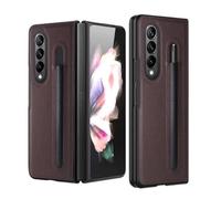 kuaijiexiaopu Étuis, Litchi Leather Case with Pencil Bag, Business Foldable Flip Shockproof Protective Cover Suitable for Samsung Galaxy Z Fold 6/5(Marron,Z Fold5)