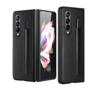 kuaijiexiaopu Étuis, Litchi Leather Case with Pencil Bag, Business Foldable Flip Shockproof Protective Cover Suitable for Samsung Galaxy Z Fold 6/5(Noir,Z Fold6)