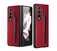 kuaijiexiaopu Étuis, Litchi Leather Case with Pencil Bag, Business Foldable Flip Shockproof Protective Cover Suitable for Samsung Galaxy Z Fold 6/5(Rouge,Z Fold5)