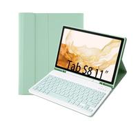kuaijiexiaopu Housse de Protection Amovible en Cuir for Clavier, Compatible avec Samsung Galaxy Tab S8 X700/X706 11 Pouces 2022(Light Green)