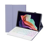 kuaijiexiaopu Housse de Protection for Tablette avec Clavier, étui en Cuir PU et TPU Compatible avec Lenovo Tab P11 2e génération 11,5 Pouces TB350FU/TB350XU 2023(Purple+Backlit Keyboard)