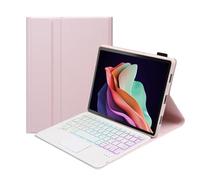 kuaijiexiaopu Housse de Protection for Tablette avec Clavier, étui en Cuir PU et TPU Compatible avec Lenovo Tab P12 12,7 Pouces 2023(Pink+Backlit Keyboard)