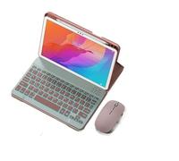 kuaijiexiaopu Silicone+Leather Protective Case with Pen Slot, Detachable Keyboard Suitable for Honor V6-10.4 inch(Pink+Backlit KB+Mouse)