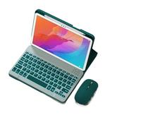 kuaijiexiaopu Silicone+Leather Protective Case with Pen Slot, Detachable Keyboard Suitable for Honor 9-12.1 inch(Dark Green+Backlit KB+Mouse)