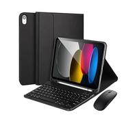 kuaijiexiaopu Tablet Protective Case with Keyboard and Mouse Set Suitable for iPad 11th Gen/10th Generation 10.9-inch Universal(Square Keyboard+Mouse+Black)