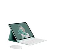 kuaijiexiaopu Tablet Protective Cover Keyboard Set with Pen Slot Suitable for iPad Pro 12.9 inch 2022/2021/2020 Universal(Dark Green+White Keyboard+Mouse)