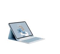 kuaijiexiaopu Tablet Protective Cover Keyboard Set with Pen Slot Suitable for iPad Pro 12.9 inch 2022/2021/2020 Universal(Mist Blue+Blue Keyboard)