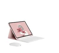 kuaijiexiaopu Tablet Protective Cover Keyboard Set with Pen Slot Suitable for iPad Pro 12.9 inch 2022/2021/2020 Universal(Pink+White Keyboard+Mouse)
