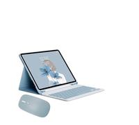 kuaijiexiaopu Tablet Protective Cover Keyboard Set with Pen Slot Suitable for iPad Pro 12.9 inch 2022/2021/2020 Universal(Mist Blue+Blue Keyboard+Mouse)