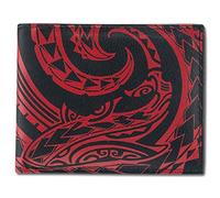 Kuaika Quenga Portefeuille en cuir véritable pour homme Motif tatouage polynésien, Noir avec tatouage rouge, one size, Portefeuille fin