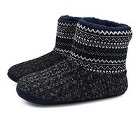 KuaiLu Chausson Botte Homme Hiver Peluche Chaud Memoire Forme Pantoufle | Hommes Chausson Montant Laine Fourrure Doublure Charentaise Maison de Slippers Bottine Antidérapant Interieur Semelle