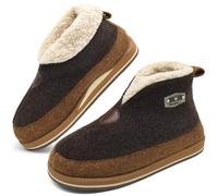 KuaiLu Chausson Botte Hommes Hiver Chausson Montant Feltro Peluche Chaud Fourrés Doublure Charentaise Maison Voute Plantaire Memory Foam Pantoufle Slippers Antidérapant Semelle Marron 43