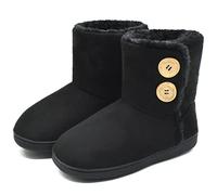 KuaiLu Chausson Montant Femmes Hiver Boots Peluche Chaud Fourrure Charentaise Fourrés Laine Doublure Bottes Bottines Pantoufle Antidérapant Noir 40-41
