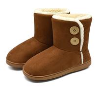 KuaiLu Chausson Montant Femmes Hiver Haut Bottes Peluche Chaud Fourrure Charentaise Fourrés Laine Doublure Bottines Pantoufle Antidérapant Marron 40-41