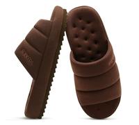 KuaiLu Chaussons Hommes Tissu Chaud Sandales Pantoufles Mémoire de Forme Intérieur Extérieur Maison Chaussures Confortable A Enfiler Léger Coussin Souple Mules pour Homme avec Support, Marron Foncé 40