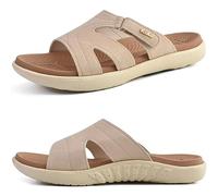 KuaiLu Claquette Femme Orthopédique Mode Legere Soutien Plantaire Sandales Reglables Confort Yoga Plage Piscine Douche Mules BlancBeige43