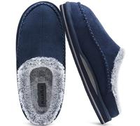 KuaiLu Pantoufles pour support de l'arche hommes Confortable Fausse Fourrure fait Sabot facile à mettre Maison Chaussures Bleu Taille 43
