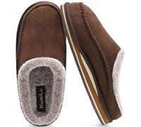 KuaiLu Pantoufles pour support de l'arche hommes Confortable Fausse Fourrure fait Sabot facile à mettre Maison Chaussures Marron Taille 44