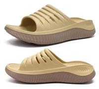 KuaiLu Sandales de Récupération Femmesable Orthopediques Fasciite Plantaire Soutien Voûte Plantaire Claquettes été Plage Piscine Bout Ouvert Legere Sport Sandalette Antidérapante KakiBrun 42