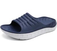 KuaiLu Sandales de Récupération Hommes Confortable Orthopediques Fasciite Plantaire Soutien Voûte Plantaire Claquettes été Plage Piscine Bout Ouvert Legere Sandalette BleuBlanc EU46