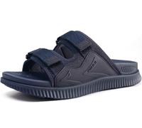 KuaiLu Sandales Hommes Confortable Sport et d'extérieur Orthopedique Plantaire Confort Claquettes Marche Réglables Cuir été Randonnée Trekking Plage Piscine Sandalette Ouverte Antidérapante Marine 43