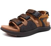 KuaiLu Sandales Randonnée Hommes Sport Extérieur Confortable Marche Orthopedique Réglables Cuir été Ouverte Trekking Randonnee Léger Antidérapante Soutien Voûte Plantaire Chaussures KakiBrun 40