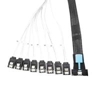KUAIYIJU Câble répartiteur d'alimentation 8i (74P) vers 8 x SATA Port PCIE5.0 24 Gbps SAS4.0 Câble de connexion de transfert de données pour serveur