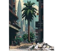 Kuala Lumpur Pixel Art Puzzle carré de 1000 pièces pour adultes et puzzles en bois, jouets éducatifs d'apprentissage, jeux de famille, 38 x 26 cm (1000 pièces)