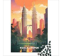 Kuala Lumpur Travel Poster Puzzle 1000 pièces | puzzle pour un w nd prolongé le passe temps parfait pour un long w nd loin de la routine à la maison le soir50x75cm