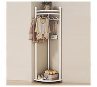 KUANGGE Porte-manteau d'angle réglable avec étagère de rangement en acier au carbone robuste pour maison, vestiaire, chambre à coucher, salon, organiseur de vêtements peu encombrant, blanc