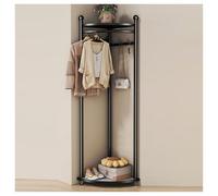 KUANGGE Porte-manteau d'angle réglable avec étagère de rangement en acier au carbone robuste pour maison, vestiaire, chambre à coucher, salon, organiseur de vêtements peu encombrant, blanc