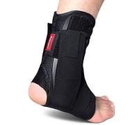 Kuangmi Chevillère Attelle de Cheville avec Support Latéral Réglable et Sangle de Fixation Renforcée - Pour Sport, Entorse ou Récupération (1 Pièce)(XL)