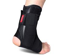 Kuangmi Chevillère Attelle de Cheville avec Support Latéral Réglable et Sangle de Fixation Renforcée - Pour Sport, Entorse ou Récupération (1 Pièce)(S)