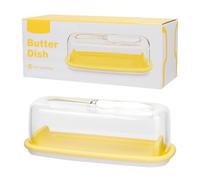 KUAOOAUK Beurrier avec couvercle, grande capacité, avec couteau, porte-beurre pour plan de travail et réfrigérateur, double joint en silicone, passe au lave-vaisselle (20 x 8 x 8 cm)