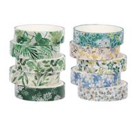 KUAOOAUK Lot de 10 rouleaux de ruban adhésif décoratif avec pétales de fleurs - Feuille dorée - Ruban adhésif décoratif coloré - Pour bricolage, artisanat, cadeau, enveloppe, festival, scrapbooking