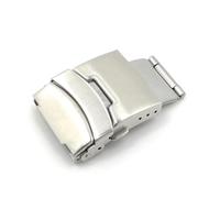 KUARWDVF Bandes de montre Pin Buckle, Boucle déployante à double bouton-poussoir en acier inoxydable massif de 16 à 24 mm(Silver,16mm)