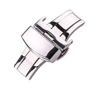 KUARWDVF Bandes de montre Pin Buckle, Bracelet de montre en acier inoxydable avec boucle déployante à double poussoir et accessoires(Silver,22mm)