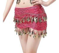 KUARWDVF Ceinture d'écharpe de hanche de danse du ventre, 1pcs Belly Dance Skirt Waist Chain Dancing Costume Stage Wear for Women(Pinks)