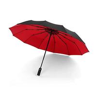 KUARWDVF Parapluie pliant, Parapluie pliant, parapluie coupe-vent de voyage, à ouverture et fermeture automatique inversée 12 baleines, protection solaire(Red)