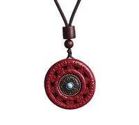 KUARWDVF Pendentif collier, Collier cinabre en sable doré violet naturel, pendentif rotatif véritable à Six caractères, 1 pièce