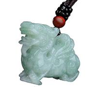 KUARWDVF Pendentif collier, Collier pendentif troupes courageuses émeraude du Myanmar, pierre de Jade Pixiu, amulette porte-bonheur, bijoux PiXiu