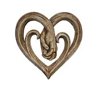 Kuashidai Sculpture murale en bois en forme de cœur tenant les mains - Décoration murale inspirante - Pour la maison et le bureau - 30 x 30 cm