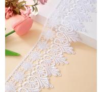Kuasting Bordure en dentelle florale inélastique pour la couture, les loisirs créatifs, l'emballage de cadeaux, la décoration de mariage (blanc)