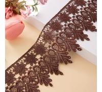 Kuasting Bordure en dentelle florale inélastique pour la fabrication de couture, loisirs créatifs, emballage cadeau, décoration de mariage (café foncé)