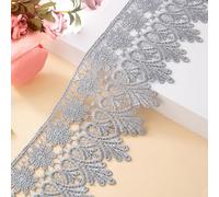 Kuasting Bordure en dentelle florale inélastique pour la fabrication de couture, loisirs créatifs, emballage cadeau, décoration de mariage (gris)