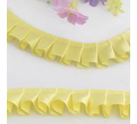 Kuasting Bordures en satin à volants de 9,1 m de large, 2,5 cm de large, ruban en dentelle plissée pour bricolage, robe, chapeau, décoration et cadeau (jaune)